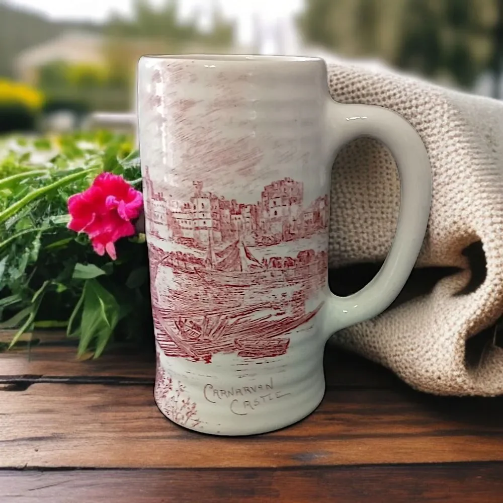 Royal Staffordshire Wilkinson‎ Tankard Stein Mug ANTIQUE Carnarvon Castle Red.